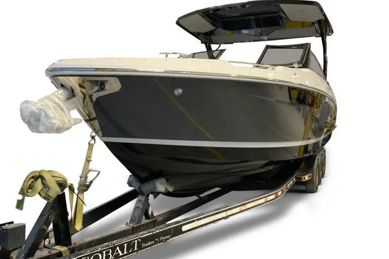 Slide: The Image of 2026 Cobalt R31 boat interior with luxurious seating and modern design. - 7