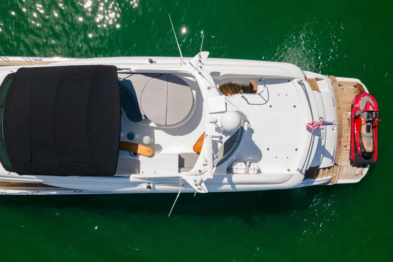 Slide: The Image of Aerial view of 2008 Lazzara 84 Open Bridge yacht with jet ski on deck. - 13