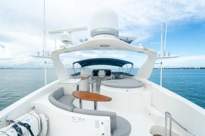 Slide: The Image of 2008 Lazzara 84 Open Bridge yacht with spacious deck and ocean view. - 14