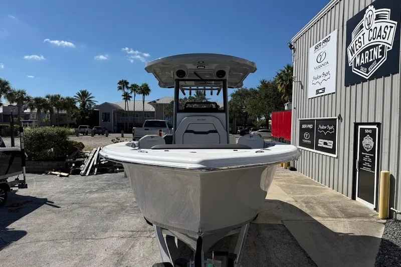 Slide: The Image of 2026 Sea Pro 245FLX Sandbar boat at West Coast Marine dealership. - 3