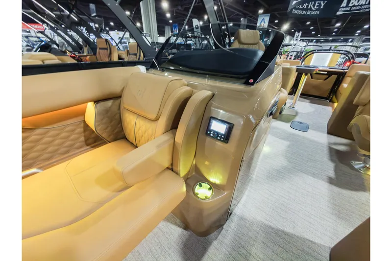 Slide: The Image of Luxurious interior of 2026 Godfrey SanPan 25' Split Bench Co-Captain pontoon boat. - 14