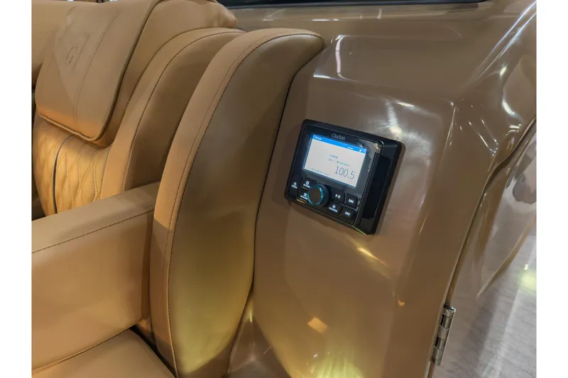 Slide: The Image of Luxurious interior of 2026 Godfrey SanPan 2500 SBC with advanced audio system. - 15