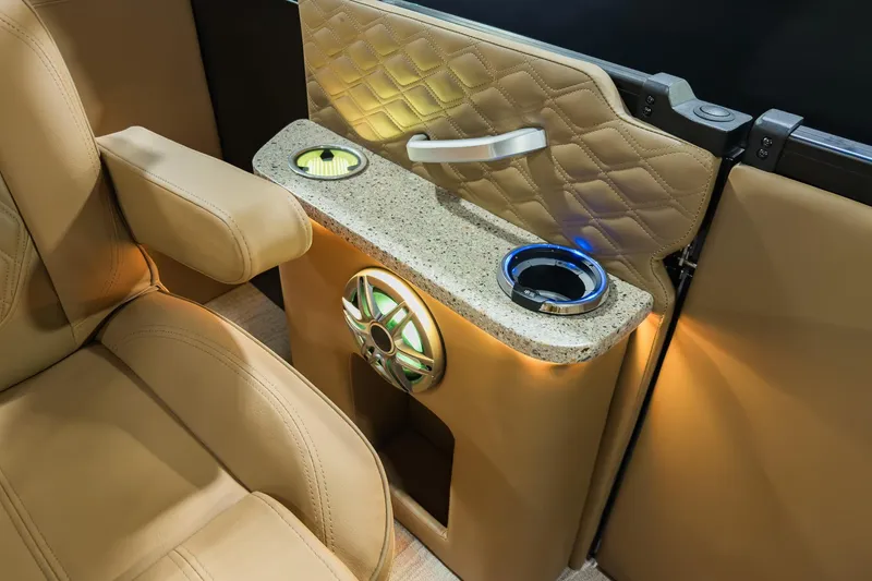 Slide: The Image of Luxurious interior of 2026 Godfrey SanPan 2500 SBC with beige seating and modern amenities. - 32