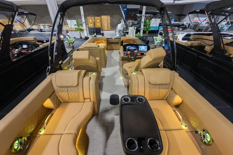 Slide: The Image of Luxurious interior of 2026 Godfrey SanPan 25' Split Bench Co-Captain pontoon boat. - 37