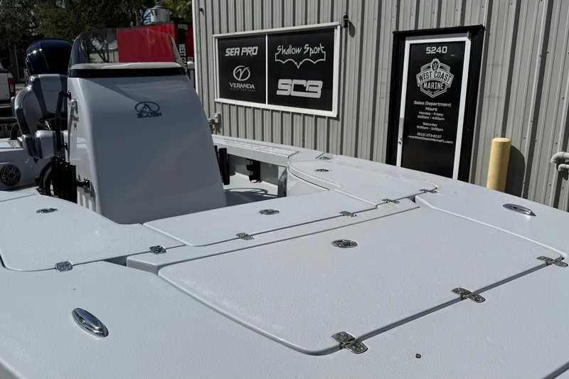 Slide: The Image of 2026 Blazer 675 Ultimate Bay boat at West Coast Marine dealership. - 5