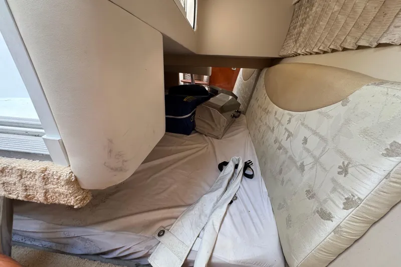 Slide: The Image of Interior cabin of 2008 Formula 350 Sun Sport with storage and bedding. - 20