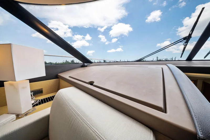 Slide: The Image of Interior view of 2017 Prestige 560 Flybridge yacht with modern design and sky view. - 42