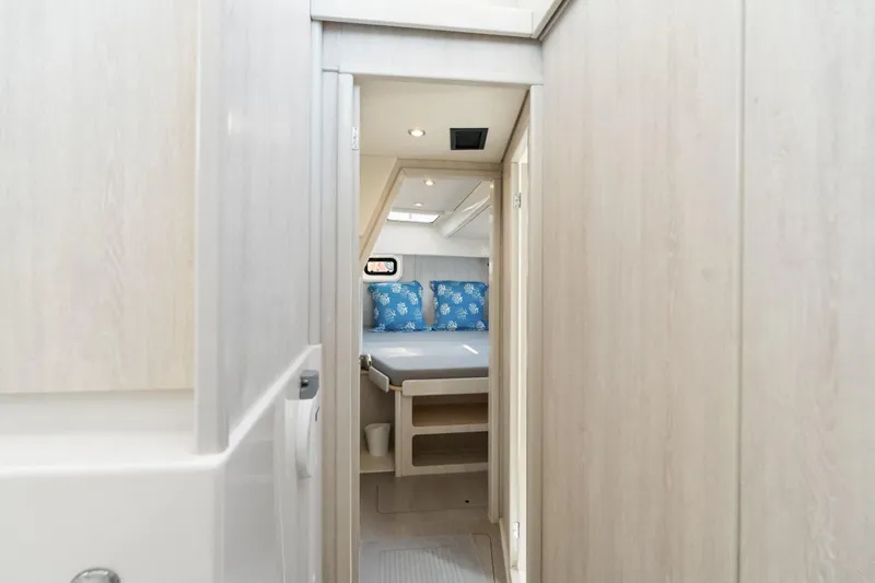 Slide: The Image of Stainless steel refrigerator on 2016 Leopard 44 Owners Version yacht interior. - 36