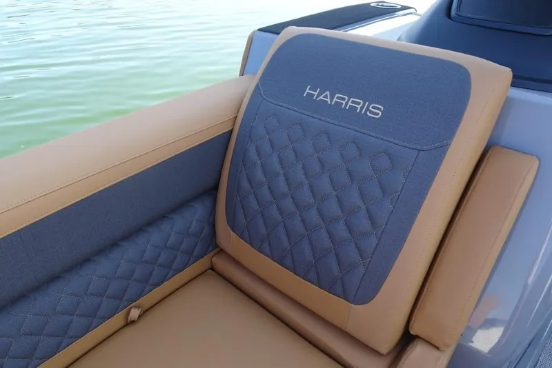 Slide: The Image of Luxurious seating on 2026 Harris Sunliner 250 boat with elegant stitching design. - 24