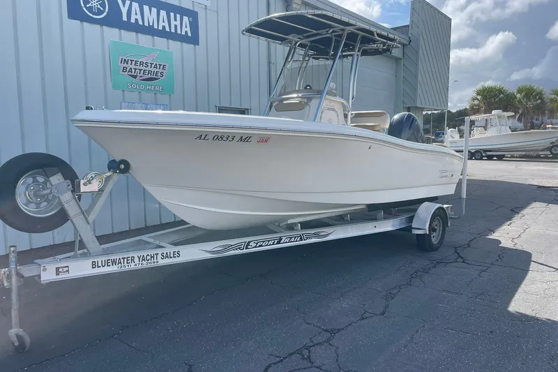Slide: The Image of 2014 Pioneer 197 Islander boat on trailer at Bluewater Yacht Sales. - 2