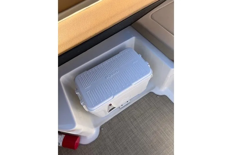 Slide: The Image of Storage compartment with cooler on 2018 Sea Ray 21 SPX OB boat. - 3