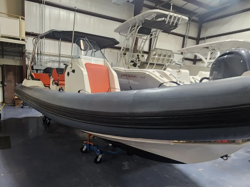 Slide: The Image of 2024 Zodiac Medline 6.8 inflatable boat in warehouse. - 4