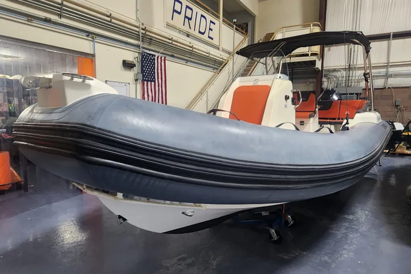 Slide: The Image of 2024 Zodiac Medline 6.8 boat in a workshop. - 5