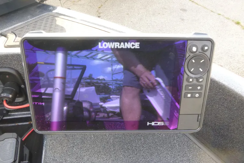 Slide: The Image of Lowrance HDS9 display on 2023 Nitro ZV19 Sport Pro boat dashboard. - 9