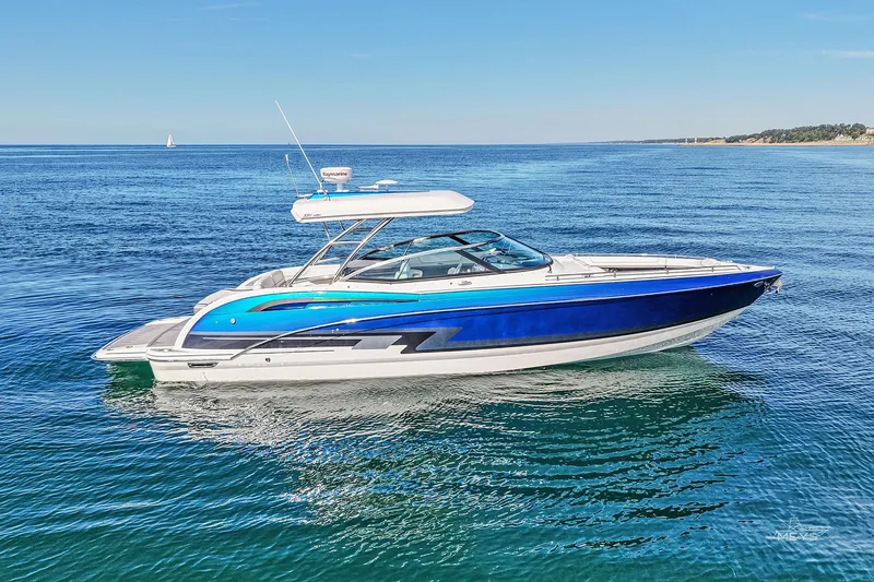 The Image of 2018 Formula 350 FX Crossover Bowrider on calm blue ocean waters. - 0