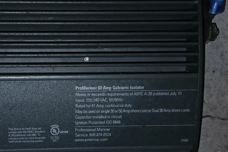 Slide: The Image of ProMariner 60 Amp Galvanic Isolator on 2006 Meridian 411 Sedan, meets ABYC A-28 standards. - 46
