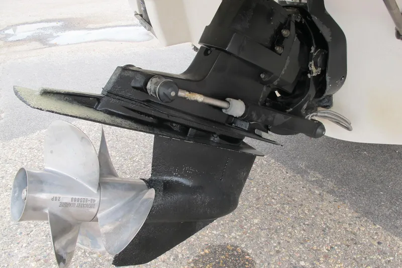 Slide: The Image of Close-up of 2003 Chaparral 280 SSi boat propeller and drive system. - 14
