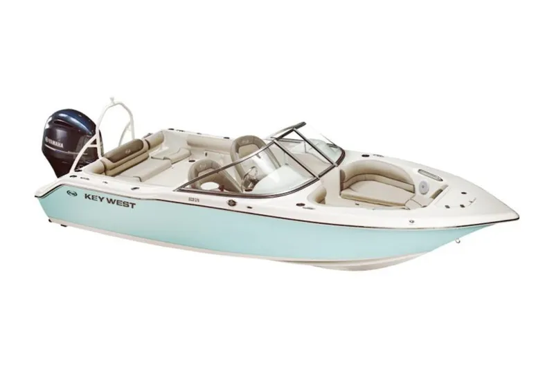 The Image of 2026 Key West 203 DFS boat with Yamaha engine, featuring sleek design and spacious seating. - 1