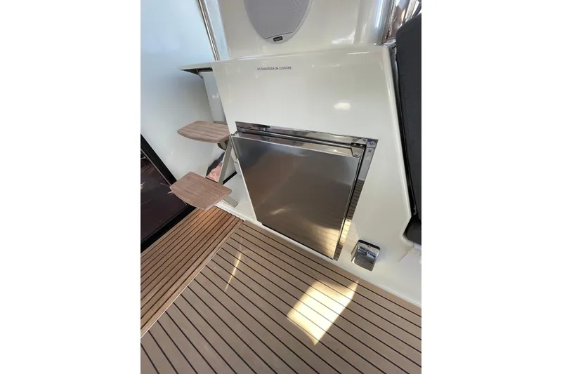 Slide: The Image of 2023 Fountaine Pajot Tanna 47 yacht interior with sleek stainless steel appliance. - 19