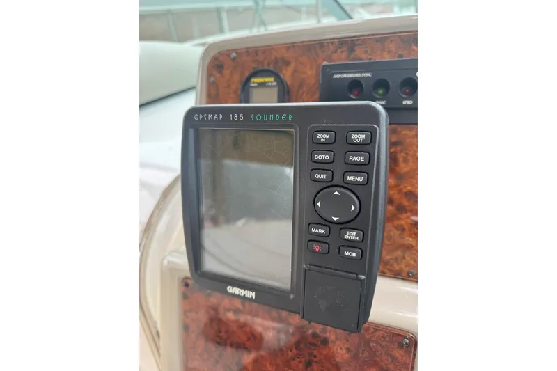 Slide: The Image of Garmin GPSMAP 185 Sounder on 1998 Maxum 3700 SCR boat dashboard. - 19
