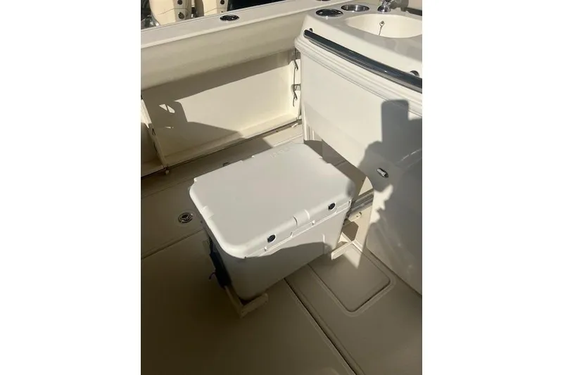 Slide: The Image of 2017 Boston Whaler 280 Outrage boat with "MJ SAIL" and "Glen Cove, NY" text. - 28