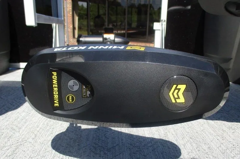 Slide: The Image of Minn Kota PowerDrive motor on 2026 Sun Tracker Fishin' Barge 20 DLX pontoon boat. - 6