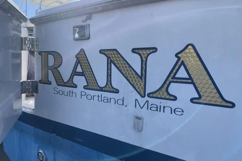 Slide: The Image of 1999 Luhrs Tournament 360 boat with "RANA" name, South Portland, Maine. - 4