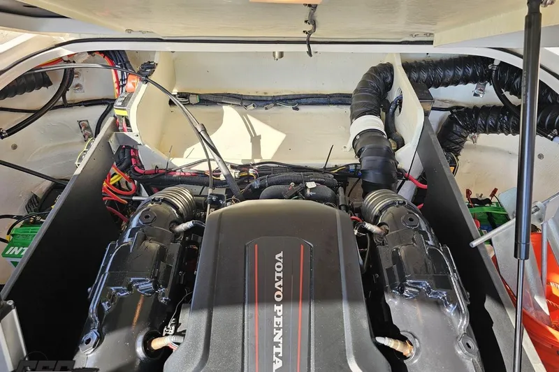 Slide: The Image of Engine compartment of a 2018 Regal 2500 Bowrider with Volvo Penta engine. - 108