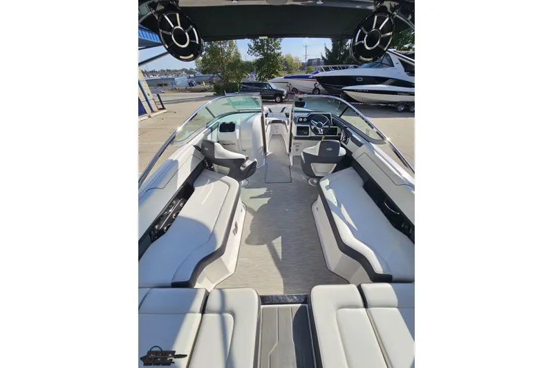 Slide: The Image of 2018 Regal 2500 Bowrider interior with sleek seating and modern dashboard design. - 46