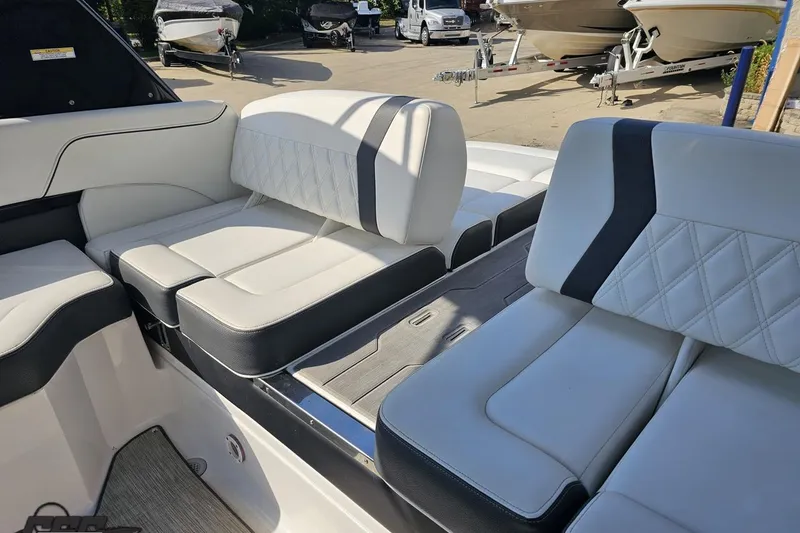 Slide: The Image of 2018 Regal 2500 Bowrider interior with white leather seating and modern design. - 52