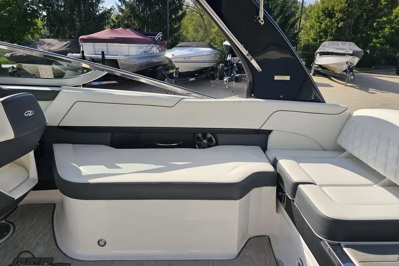 Slide: The Image of 2018 Regal 2500 Bowrider interior with luxurious seating and sleek design. - 53