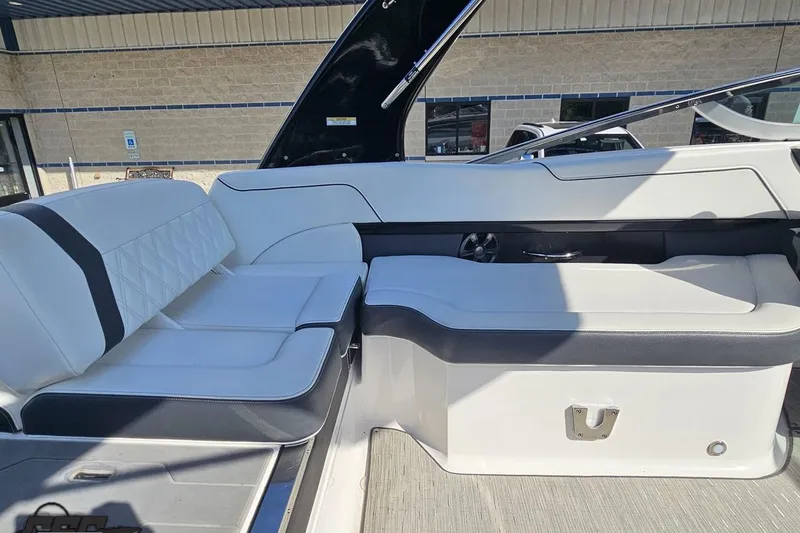 Slide: The Image of 2018 Regal 2500 Bowrider interior with white seating and modern design. - 56