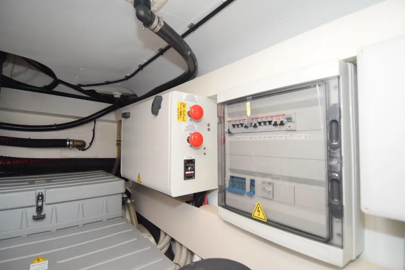 Slide: The Image of Electrical control panel in a 2010 Azimut 58 yacht engine room. - 37