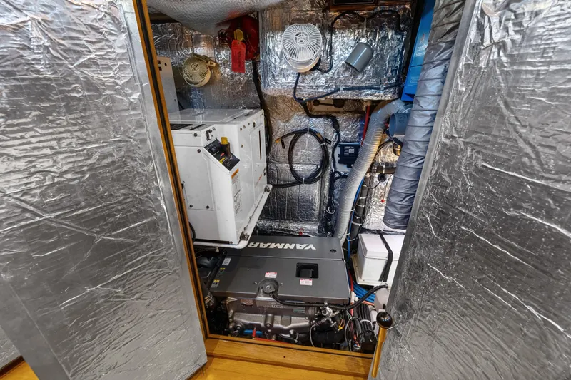 Slide: The Image of Engine room of a 2013 Hylas 63 yacht with Yanmar engine and insulation. - 67