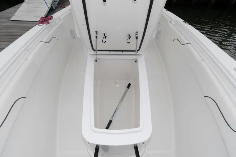 Slide: The Image of 2017 Sea Hunt Gamefish 27 Coffin Box open on boat deck. - 13
