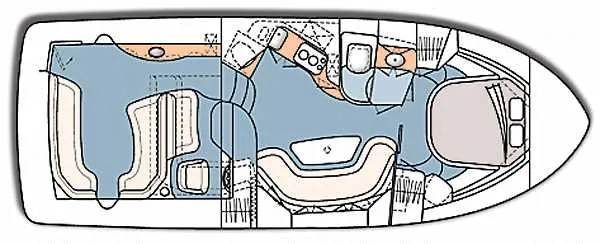 Slide: The Image of Cockpit of 2000 Sea Ray 380 Sundancer with steering wheel and control panel. - 2