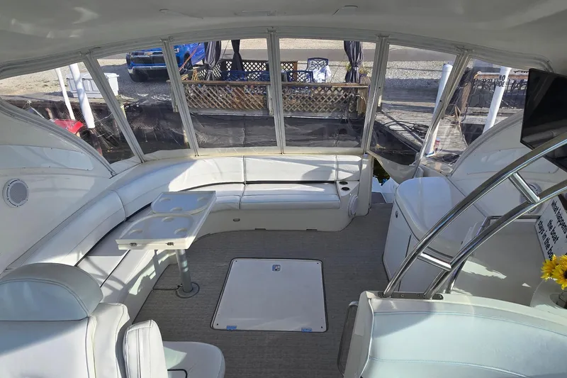 Slide: The Image of 2005 Cruisers Yachts 500 Express dashboard with navigation and control panels. - 12