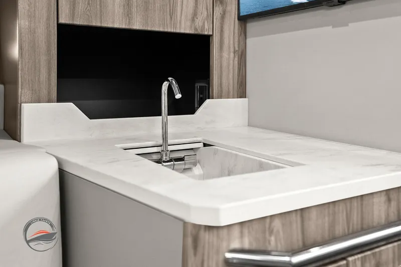 Slide: The Image of Modern kitchen sink in 2025 Formula 380 Super Sport Crossover OB yacht interior. - 47