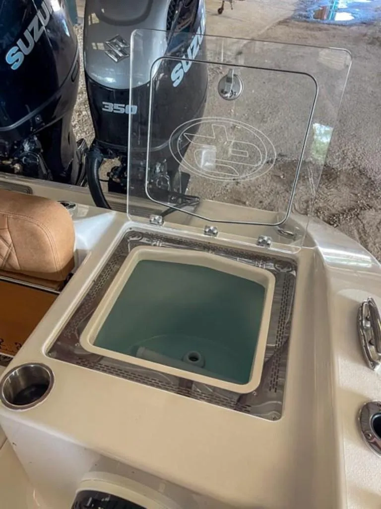 Slide: The Image of Luxurious seating on 2025 Sea Pro 322 Offshore boat with diamond-stitched upholstery. - 10