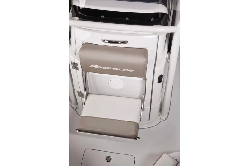 Slide: The Image of 2026 Finseeker 220 CC boat seat with logo, showcasing sleek design and comfort. - 12