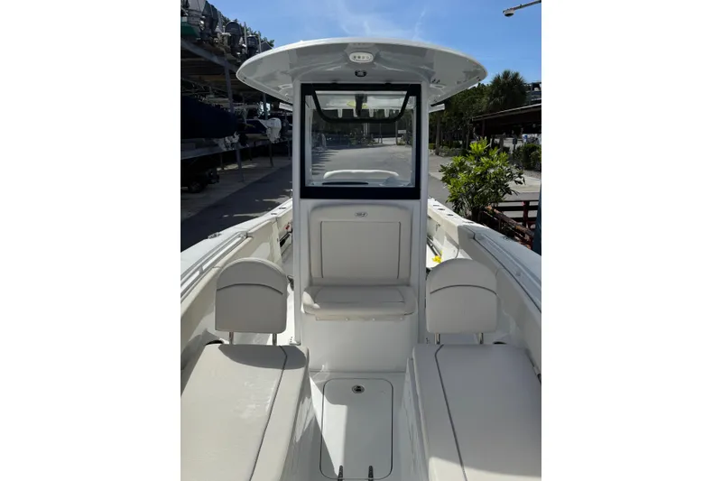 Slide: The Image of 2024 Sea Hunt Gamefish 27 Forward Seating boat interior with spacious seating and modern design. - 20