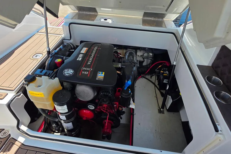 Slide: The Image of Engine compartment of a 2013 Cobalt A25 boat with Volvo Penta 380 V8 engine. - 26