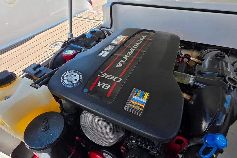 Slide: The Image of Volvo Penta 380 V8 engine in a 2013 Cobalt A25 boat. - 28