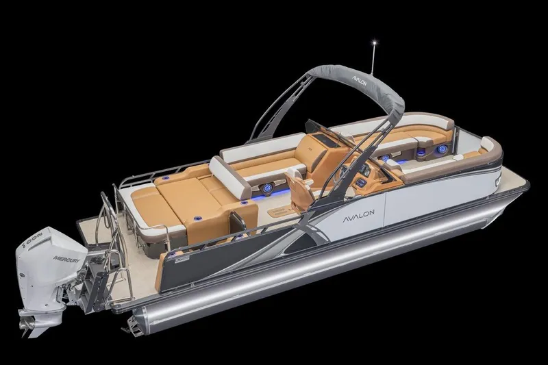 Slide: The Image of 2026 Avalon LSZ CRB pontoon boat with luxurious seating and modern design. - 7