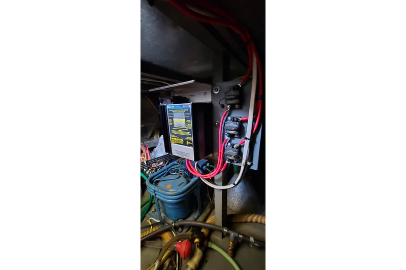 Slide: The Image of Electrical system inside 1979 Chris-Craft 410 Motor Yacht engine room. - 33