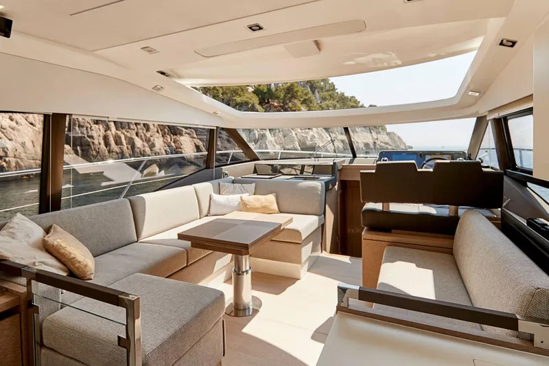 Slide: The Image of Manufacturer Provided Image: Interior view of 2025 Prestige 460 S yacht cockpit with modern navigation system. - 15