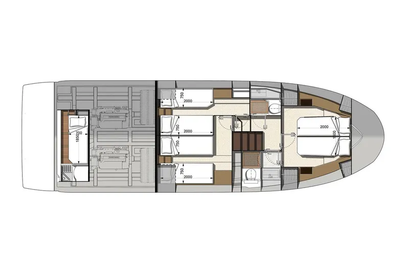 Slide: The Image of Manufacturer Provided Image: Top view layout of 2025 Prestige 460 S yacht interior design. - 27