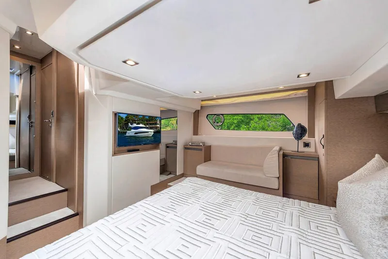 Slide: The Image of Manufacturer Provided Image: Luxurious interior of 2025 Prestige 460 S yacht with modern design and comfortable seating. - 16