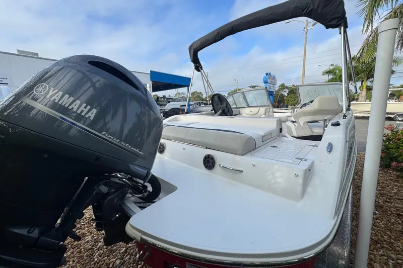 Slide: The Image of 2019 Starcraft MDX 210 OB boat with Yamaha outboard motor, parked outdoors. - 9