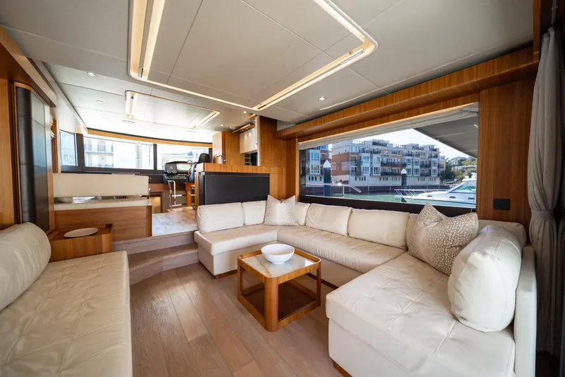 Slide: The Image of Luxurious interior of 2018 Absolute 58 Navetta yacht with elegant seating and modern design. - 42